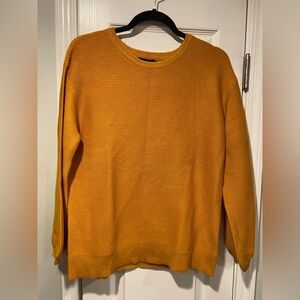 Zesica Mustard Yellow Ribbed Long Sleeve Crew Neck Soft Pullover Sweater Size S